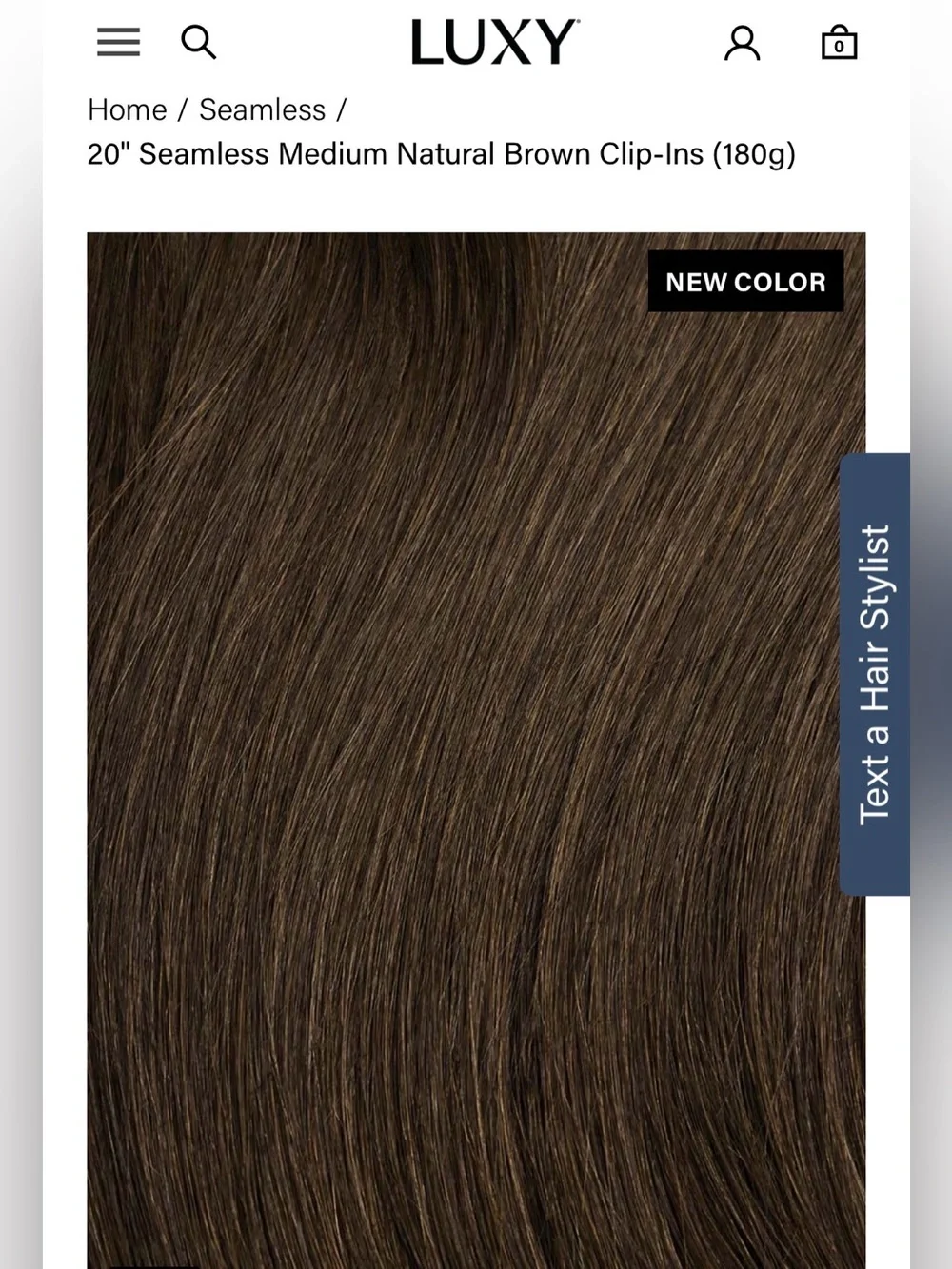 NEW & UNUSED LUXY Hair Seamless Clip-In Extensions — Medium Natural Brown
